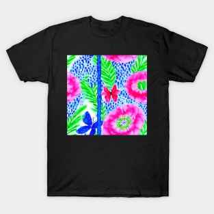 Neon colours floral watercolor pattern T-Shirt